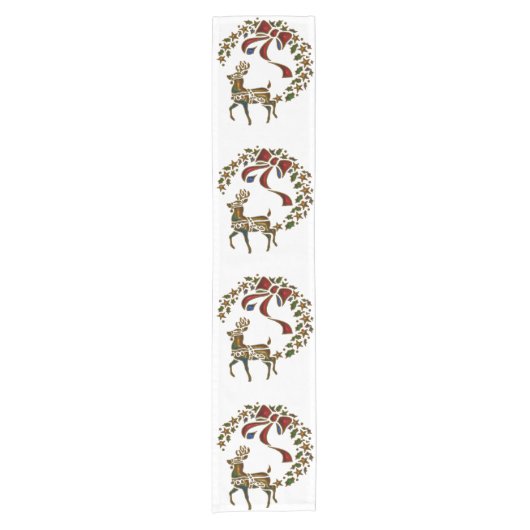 Kerstrendier en sterren korte tafelloper (Voorkant)