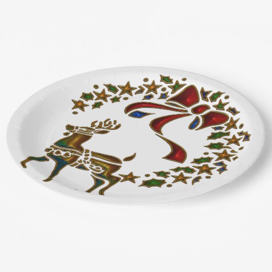 Kerstrendier en sterren papieren bordje (Gekanteld)
