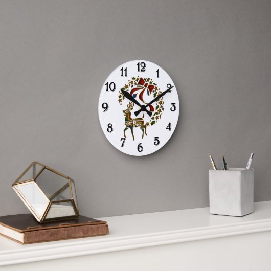 Kerstrendier en sterren ronde klok (Kantoor)