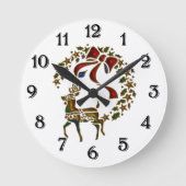 Kerstrendier en sterren ronde klok (Voorkant)