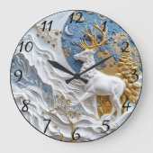 Kerstrendier in de sneeuw grote klok (Voorkant)