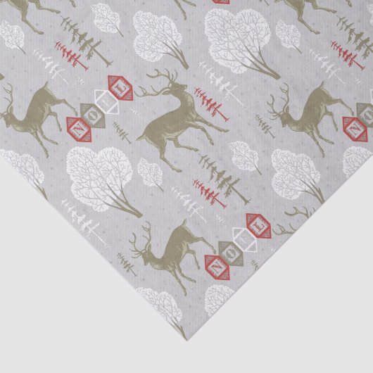 Kerstrendier in het witte houten patroon tissuepapier (Detail)