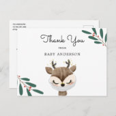 Kerstrendier in masker Baby shower Dank u Briefkaart (Voorkant / Achterkant)