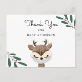 Kerstrendier in masker Baby shower Dank u Briefkaart (Voorkant)