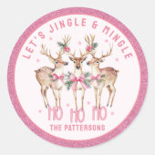 Kerstrendier Jingle & Mingle gepersonaliseerd Ronde Sticker (Voorkant)