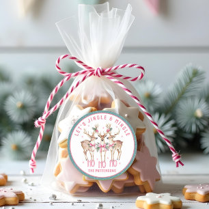 Kerstrendier Jingle & Mingle gepersonaliseerd Ronde Sticker