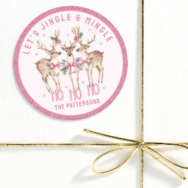 Kerstrendier Jingle & Mingle gepersonaliseerd Ronde Sticker