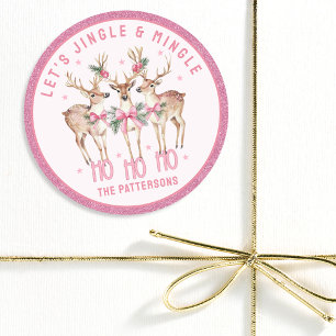 Kerstrendier Jingle & Mingle gepersonaliseerd Ronde Sticker