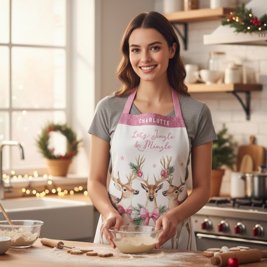 Kerstrendier Jingle & Mingle gepersonaliseerd Schort