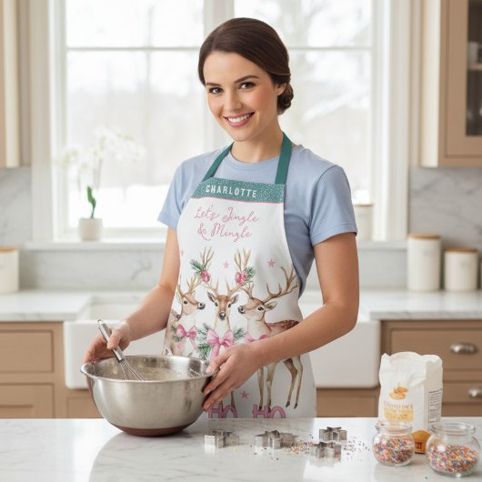 Kerstrendier Jingle & Mingle gepersonaliseerd Schort