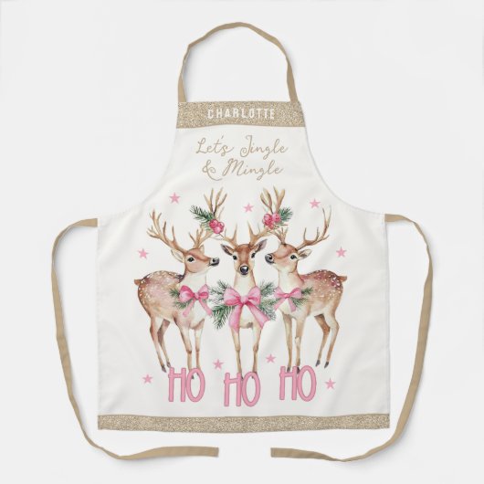 Kerstrendier Jingle & Mingle gepersonaliseerd Schort (Voorkant)