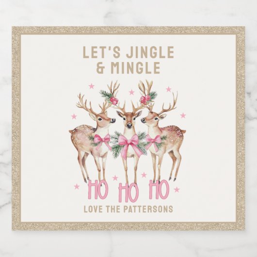 Kerstrendier Jingle & Mingle gepersonaliseerd Sparkling Wijnetiket (Enkel label)