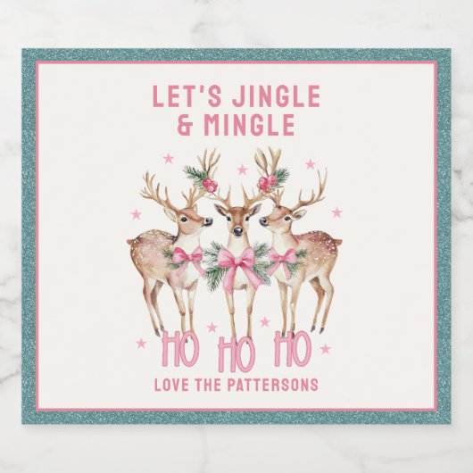 Kerstrendier Jingle & Mingle gepersonaliseerd Sparkling Wijnetiket (Enkel label)