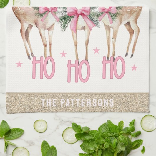 Kerstrendier Jingle & Mingle gepersonaliseerd Theedoek (Gevouwen)