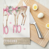 Kerstrendier Jingle & Mingle gepersonaliseerd Theedoek (Quarter Fold)