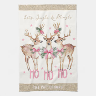 Kerstrendier Jingle & Mingle gepersonaliseerd Theedoek