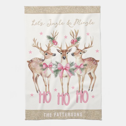 Kerstrendier Jingle & Mingle gepersonaliseerd Theedoek (Verticaal)