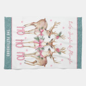 Kerstrendier Jingle & Mingle gepersonaliseerd Theedoek (Horizontaal)