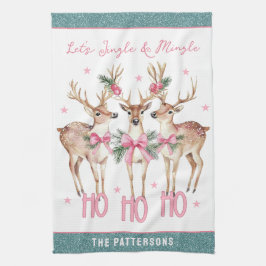 Kerstrendier Jingle & Mingle gepersonaliseerd Theedoek