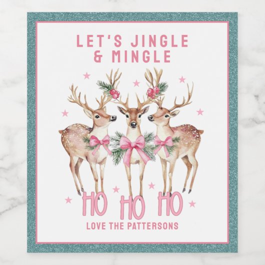 Kerstrendier Jingle & Mingle gepersonaliseerd Wijn Etiket (Enkel label)
