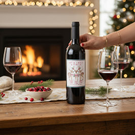 Kerstrendier Jingle & Mingle gepersonaliseerd Wijn Etiket