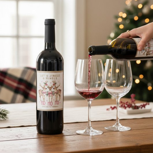 Kerstrendier Jingle & Mingle gepersonaliseerd Wijn Etiket