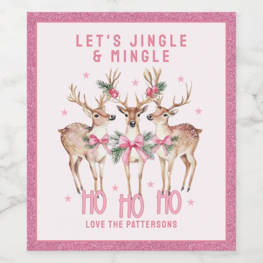 Kerstrendier Jingle & Mingle gepersonaliseerd Wijn Etiket (Enkel label)