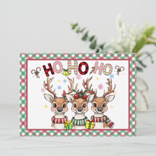 Kerstrendier Kaart van Santa (Staand voorkant)