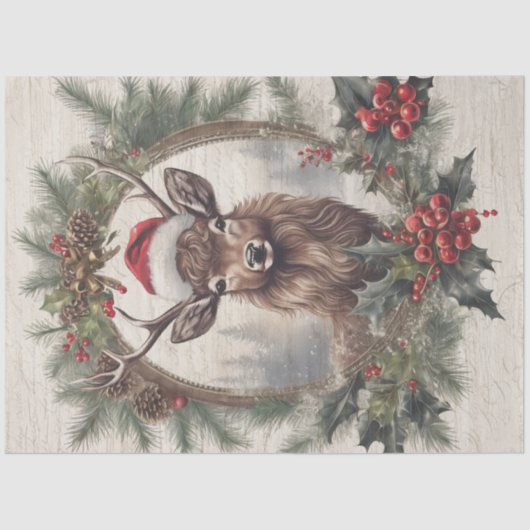 Kerstrendier Krans Pine Decoupage Tissuepapier (Voorkant)