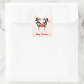 Kerstrendier met bloemenachtergrond Sticker (Tas)