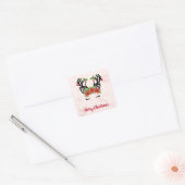 Kerstrendier met bloemenachtergrond Sticker (Envelop)
