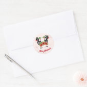 Kerstrendier met bloemenachtergrond Sticker (Envelop)
