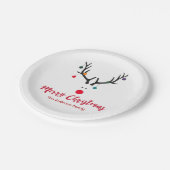Kerstrendier modern wit rood papieren bordje (Gekanteld)