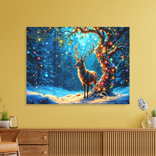 Kerstrendier Noordpool fantasiekunst Canvas Afdruk (Insitu (Woonkamer))