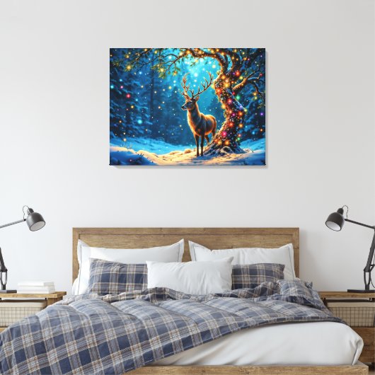 Kerstrendier Noordpool fantasiekunst Canvas Afdruk (Insitu (Slaapkamer))