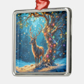 Kerstrendier Noordpool fantasiekunst Metalen Ornament (Links)