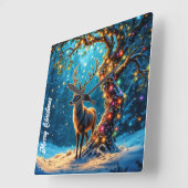 Kerstrendier Noordpool fantasiekunst Vierkante Klok (Hoek)