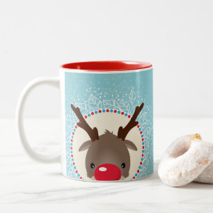 KERSTRENDIER PEKING rode neus rudolph blauw Tweekleurige Koffiemok