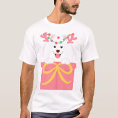 Kerstrendier Samoyed in een cadeaudoos T-shirt (Voorkant)
