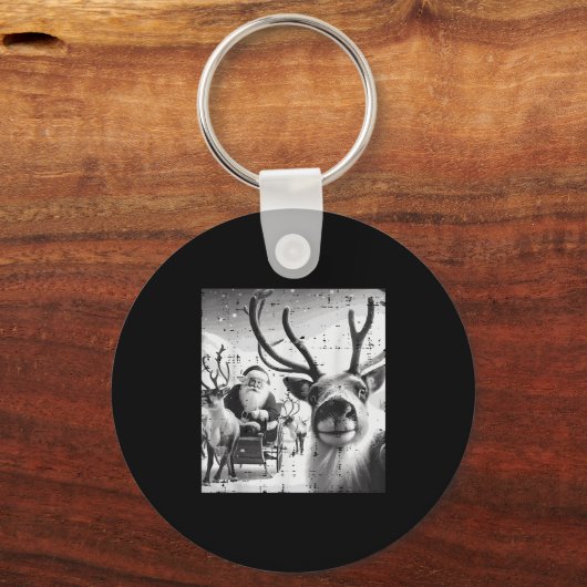 Kerstrendier Santa Selfie Funny Xmas Mannen Wom Sleutelhanger (Voorkant)