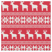 Kerstrendier Snowflake Pattern Red Stof (Close Up)