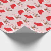 Kerstrendier Stocking Pattern Red White Cadeaupapier (Hoek)