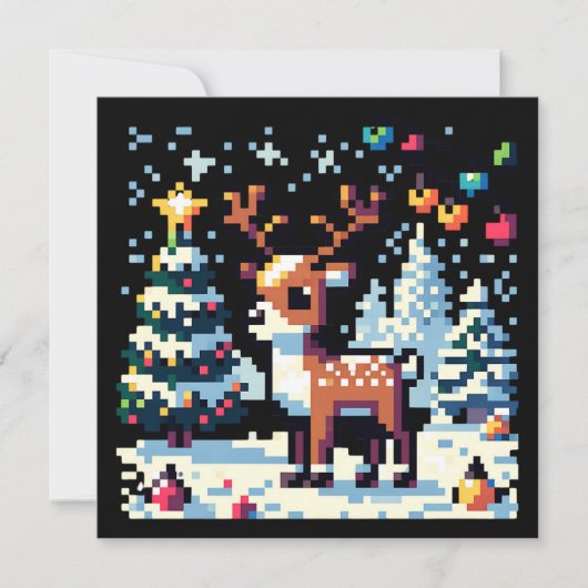Kerstrendier Winter Wonderland Pixel Art (Voorkant)