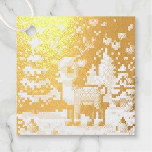Kerstrendier Winter Wonderland Pixel Art Bedankjes Labels (Voorkant)