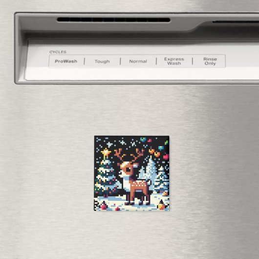 Kerstrendier Winter Wonderland Pixel Art Magneet (Insitu (Vaatwasser))