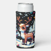 Kerstrendier Winter Wonderland Pixel Art Seltzer Blikjeskoeler (Seltzer Voorkant)