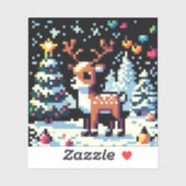 Kerstrendier Winter Wonderland Pixel Art Sticker (Vel)