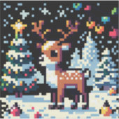 Kerstrendier Winter Wonderland Pixel Art Sticker (Voorkant)