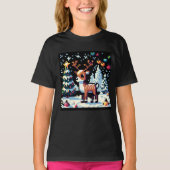 Kerstrendier Winter Wonderland Pixel Art T-shirt (Voorkant)