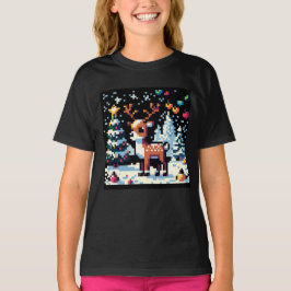 Kerstrendier Winter Wonderland Pixel Art T-shirt